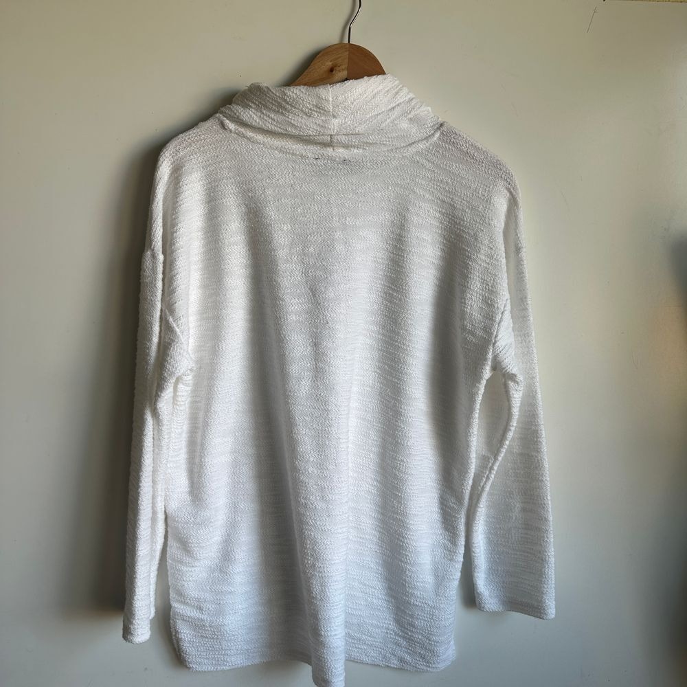Jones New York Pullover White Cowl Neck Textured Knit Coastal Chic Large Casual - Picture 11 of 13